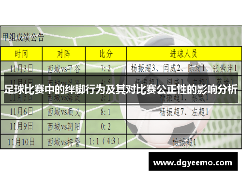 足球比赛中的绊脚行为及其对比赛公正性的影响分析